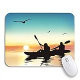 Mauspad Blaue Kanu-Silhouette Von Mädchen Beim Kajakfahren, Die Spaß Haben Office Mauspad Langlebige wasserdichte Laptop Schreibunterlage, Für Computer, Arbeitsstudium, 25 x 30cm