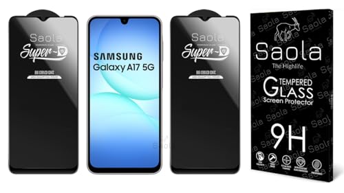 Image of Saola HD Clear Tempered Glass for Samsung Galaxy A17 5G | High Strength 9H Protection, Smooth Touch, Full Coverage Screen Guard, 2-Step Installation Kit | Quick & Easy Application (Pack of 2)
