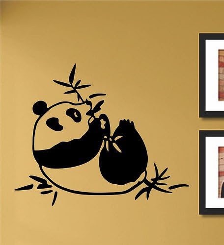 Panda comiendo hojas de bambú vinilo calcomanía de pared