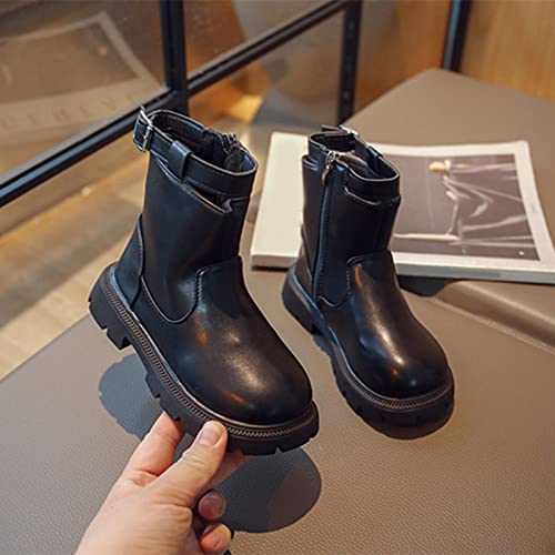 Toddler Winter Snow Boots Boys Girls Cold Weather Baby Faux Plush Shoes Side Zippers Booties(Infant/Toddler/Kid) (Black, 11-11.5 Years Big Kids)4