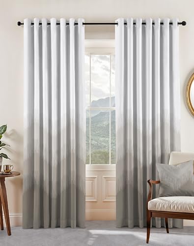 Image of Casableu Kivo Digital Print 85% Blackout Curtains for Long Door /Window, Thermal Insulated, Tie Back, Wider Width 50 in, Eyelet Curtains for Living Room /Bedroom(D Brown 9 ft Set - 2)