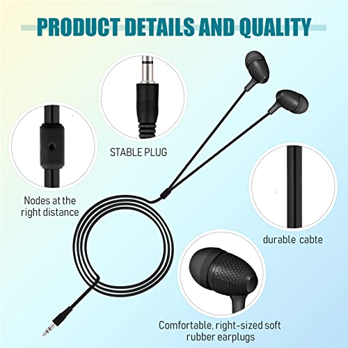 Image of Macarrie 200 Pack Earbuds Bulk Earphones 3.5 mm Classroom Headphones for Adult Assorted Colors Earbud Wired Earphone Without Mic for Adult Office Home Individually Bagged(Black)