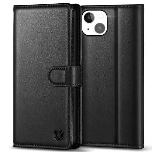 Kuafcase Compatible for iPhone 14 Plus Case with 4 Card Slots Magnetic Closure Kickstand Shockproof Protective Phone Case Compatible for iPhone 14 Plus - Black