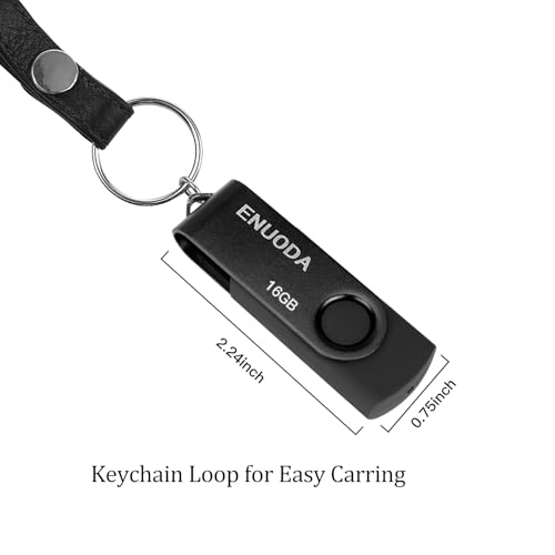 Image of 16GB Flash Drive ENUODA 1 Pack Thumb Drive 16GB USB 2.0 Memory Stick Jump Drive Pen Drive for File Storage and Data Transfer (Black)