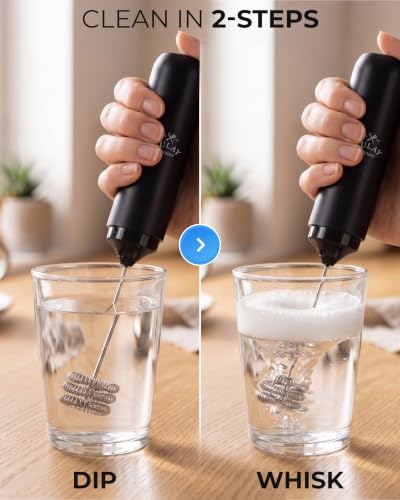 Image of Zulay Kitchen Rechargeable Milk Frother Handheld - Triple Coil Whisk, Electric Coffee Frother, Portable Hand Frother Wand, Drink Mixer for Matcha, Lattes & Cappuccinos, Kitchen Gifts - Black