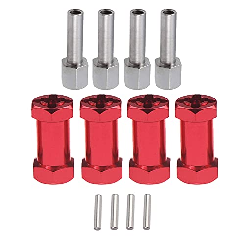 4Pcs RC Wheel Spacers 12mm Wheel Hex Hub 25mm Extension Adapter for 1/10 RC Crawler Axial Scx10 90046 D90 Redcat RC Hex Drive Adapter Combiner Coupler (Red,25mm)