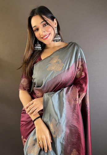 Image of SGF11- Women's Kanjivaram Woven Soft Silk Saree With Blouse Piece