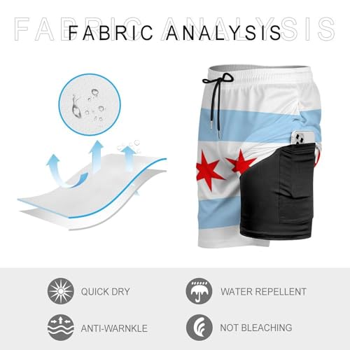 Barbados Flag Men's Beach Shorts Quick Dry Swim Trunks with Pockets Compression Liner Boardshorts for Men4