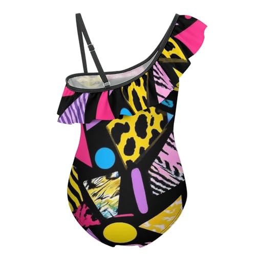 Girl's Floral Ruffle One Shoulder Swimsuit Cute One Piece Bathing Suit2