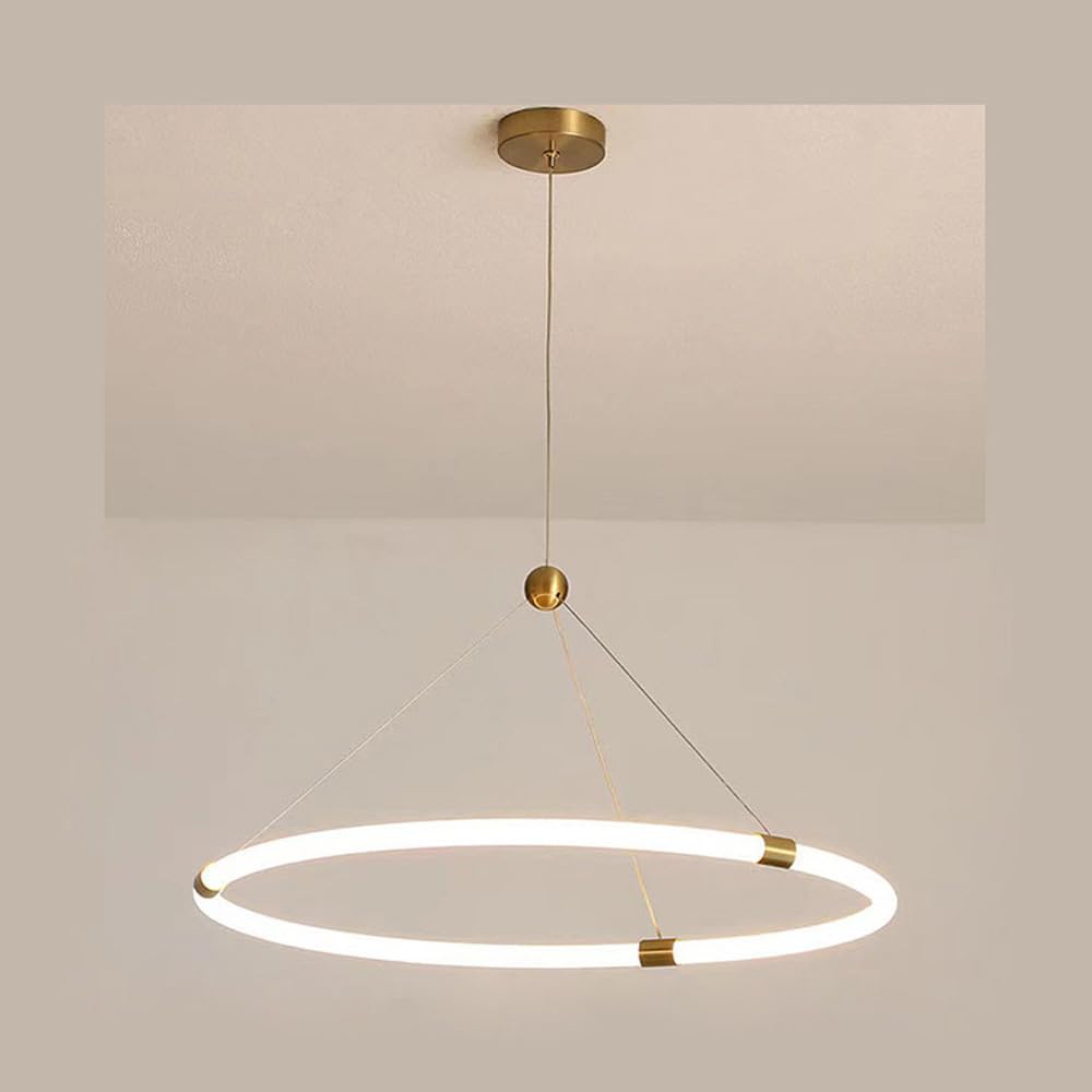 Lámpara LED de techo con 3 anillos dorados modernos para iluminar el comedor 5