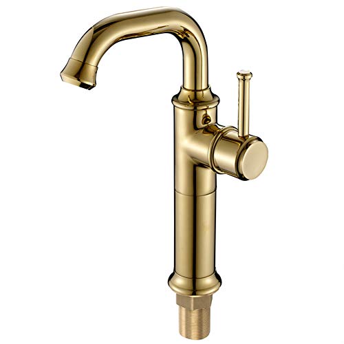 Grifo mezclador negro para lavabo monomando con caño giratorio de cobre retro