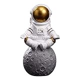 LZVMLNQI Estatua de astronauta de resina, estatua de astronauta para el hogar, oficina, escritorio, decoración dorada, 9,5 x 8 x 15,5 cm