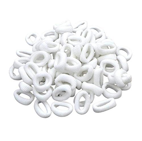 Small White Rubber Bands Hair Ties Ponytail Holders for Girls Kids Baby Girls 100 pcs-image-34