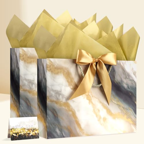 Image of JMANNI Gift Bags, Valentines Gift Bags with Ribbon, Portable Paper Gift Bag, Marble Pattern, for Any Occasion, Including Valentines Day Baby Shower Birthday Party Wedding Mothers Day(LP11-DLS010-L