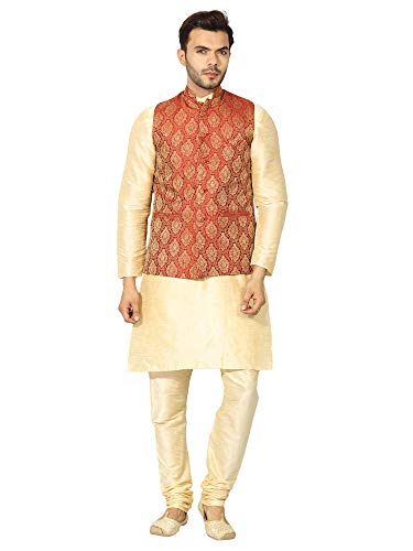 Uri and MacKenzie Men's Silk Blend Regular Kurta Churidar Pyjama ...