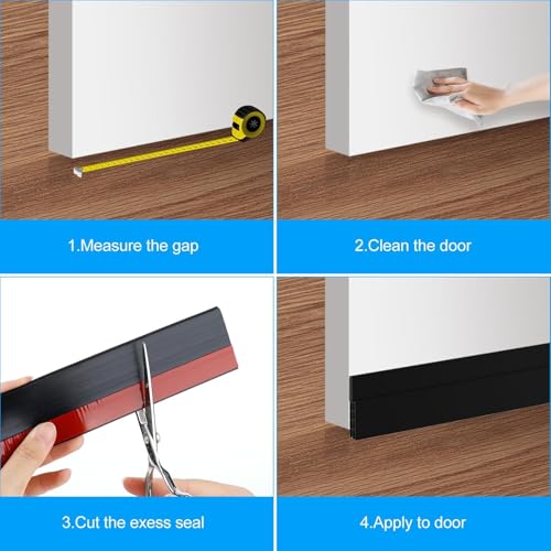 Image of EXTSUD Adhesive Under Door Sweep Weather Stripping Soundproof Rubber Bottom Seal Strip Draft Stopper Draught Excluder