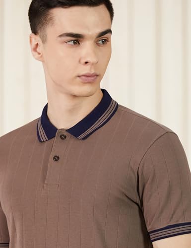 Image of Amazon Brand - Symbol Men Regular Fit Rib Textured Polo| Half Sleeves | Available in Plus Size