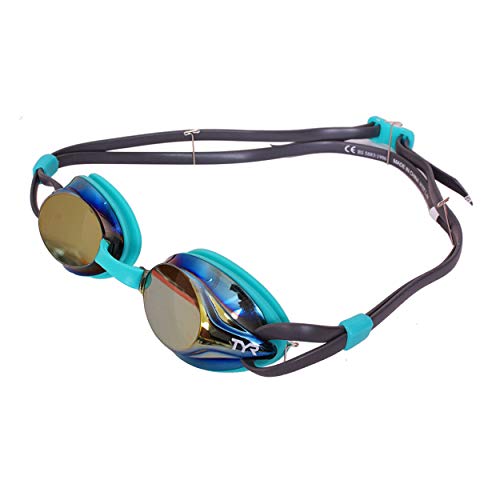 TYR Kids Velocity Mirrored Goggles, Gold/Mint/Grey, One Size, Model:LGVM