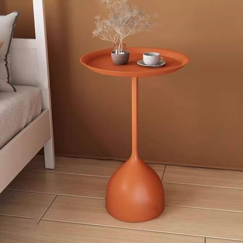 WAMJ AQDY Table D'appoint Ronde de 61 cm de Haut, Bout de Canape en Fer Mat avec Rebord Surélevé,...
