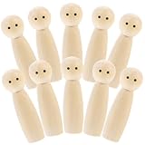 Gogogmee 10 piezas Muñecas de Madera sin Pintar para Pintar DIY Muñecos de Madera Infantiles para Manualidades Decoración Hogar Segura y Duradera Lisas Astillas