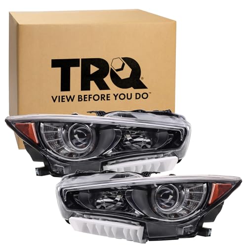 Image of TRQ Headlight Assembly Set Driver & Passenger Side IN2502179 IN2503179 Compatible with 2018-2023 Infiniti Q50