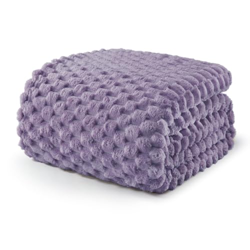 Image of Exclusivo Mezcla 3D Fleece Twin Size Blanket for Bed, Grayish Purple | Extra Soft Fuzzy Plush Lightweight Bed Blankets, Cozy Fluffy Decorative Blankets for All Seasons, 90x66 Inches