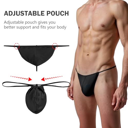 YINYOUYU Mens Thongs Silk G-String Adjustable Sexy T-Back Low Rise Underwear3