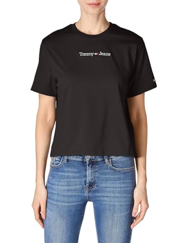 T-shirt Donna Maniche Corte Serif Linear Tee Scollo Rotondo Nero Black XS