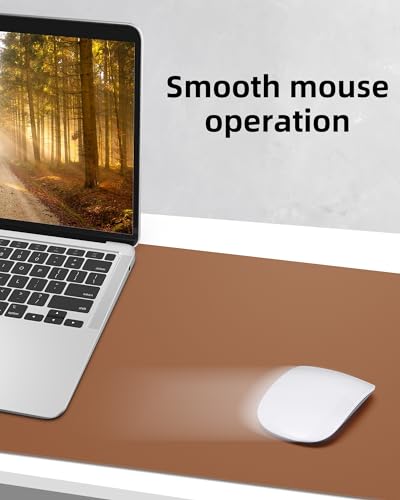 Image of Leather Desk Pad Protector,Mouse Pad,Office Desk Mat, Non-Slip PU Leather Desk Blotter,Large Desk mat,Waterproof Keyboard mat for Office /Home /Decor (Brown,55 inch x 17 inch)