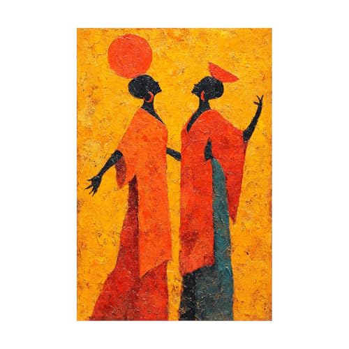 Tableau femme africaine bohème jaune 70x100cm impression toile salon