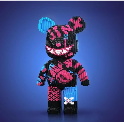 Large Bear Building Blocks Figure, 3688 Pieces, Black and Pink De...