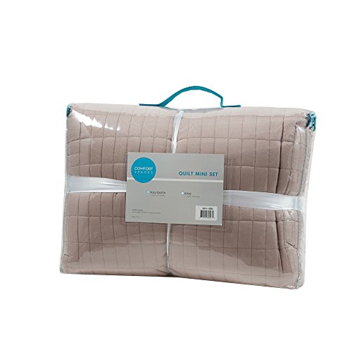 Comfort Spaces Kienna Quilt Set-Luxury Double Sided Stitching Design Summer Blanket, Lightweight, Soft, All Season Bedding Layer, Matching Sham, Taupe, Coverlet Full/Queen(90"X90") 3 Piece #TOP4