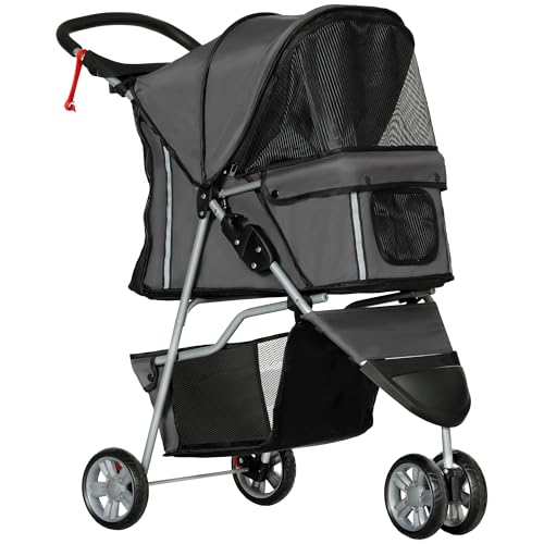 PawHut Hundewagen Hundebuggy klappbar für Hunde & Katzen Katzenbuggy mit Kissen Netzfenstern Getränkehalter Aufbewahrungstasche Katzenwagen Buggy Dunkelgrau PawHut Hundewagen Hundebuggy klappbar für Hunde & Katzen Katzenbuggy mit Kissen Netzfenstern Getränkehalter Aufbewahrungstasche Katzenwagen Buggy Dunkelgrau