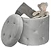EUGAD Sitzhocker runde Hocker Sitzbank Samt Hocker, Ottomane Aufbewahrungsbox mit Stauraum, ca.27L Sitztruhe Deckel abnehmbar, 39,5x39,5x40cm, Hellgrau 0044DZ