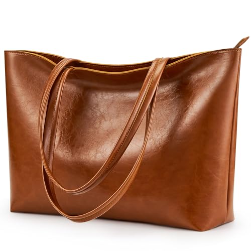 Image of KALIDI Tote Bag Zipper Shoulder Bag Faux Leather Purses Satchel for Women Casual Handbag Work Dating College