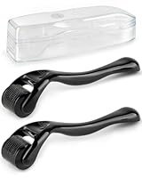 lulir 2 Stück Derma Roller, 0,5 mm&1,0 mm Microneedling Roller mit 540 Nadeln, Derma Roller für Gesicht, Kopfhaut & Körper, Haarroller Bartroller für Hautpflege Haarpflege,Große Poren, Männer & Frauen