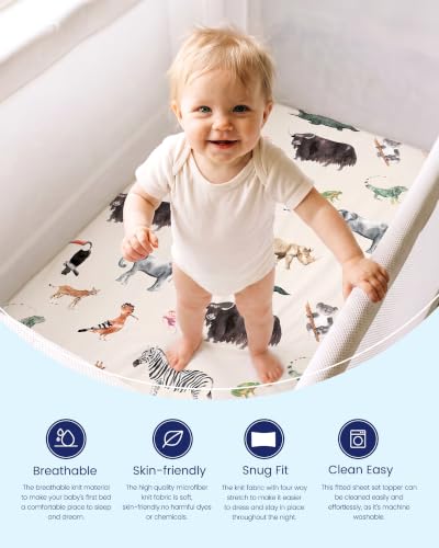 Image of Pack and Play Sheets, Buttery Soft Graco Pack n Play Sheets Fitted for Boys and Girls - Stretchy Microfiber Mini Crib Sheets 2-Pack
