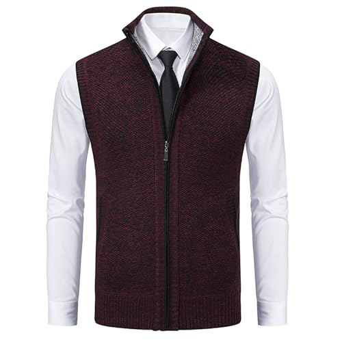 Men's Knitted Cardigan Vest Stand Up Collar Sleeveless Sweater Comfortable Breathable Tank Top