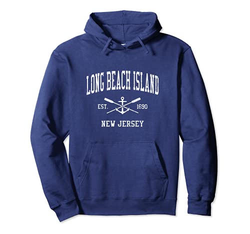 Long Beach Island NJ Vintage Crossed Oars & Boat Anchor Spor Pullover Hoodie