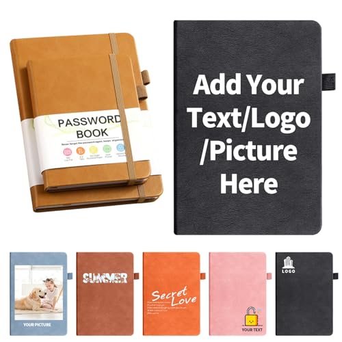 Personalized Password Book with Alphabetical Tabs, Free Engraving Your Text Logo Image On The Cover, Password Notebook for Internet Website Address Log in Detail Custom Password Keeper for Home,Office