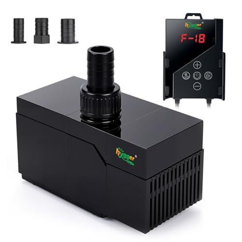 Image of hygger 800GPH DC Aquarium Pump with Controller, Ultra Quiet 24V Submersible Water Pump, 12.5ft High Lift Return Pump for Fish Tank, Sump, Pond, Fountain & Hydroponics (28W)
