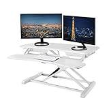 Standing Desk Converter - 32' Height Adjustable White Stand Up Desk Riser - Sit to Stand Desktop Workstation