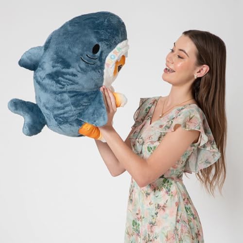 Image of ADORA Stuffed Toy Shark Cat Soft Plush Toy, 50cm, Grey and Orange Stuffed Animal Plush Toy