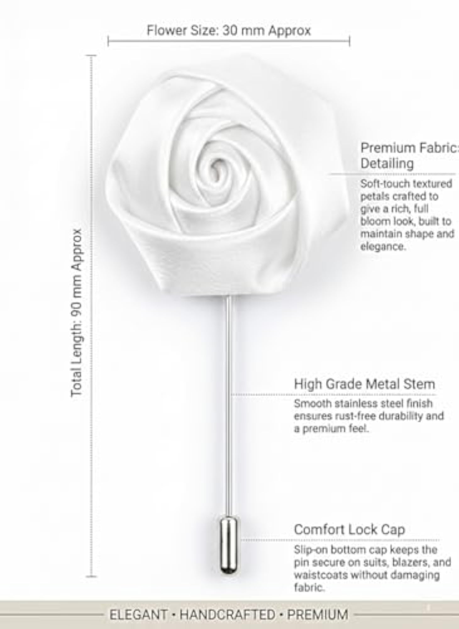 Floral Stick Brooch Lapel Pin, Unisex Suit Accessory