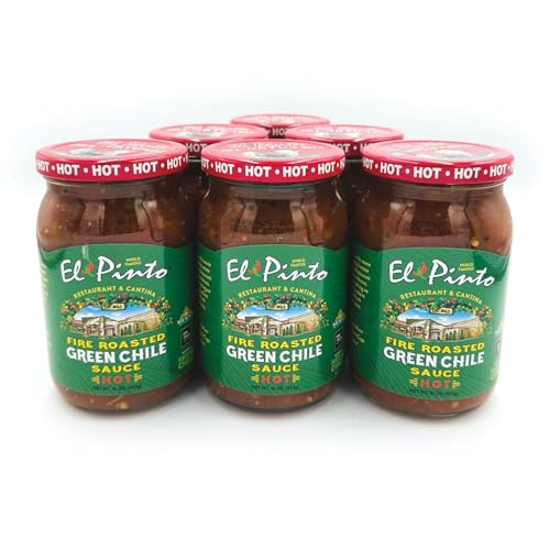 El Pinto All Natural Green Chile Sauce Hot, 16 Oz (Pack of 6)