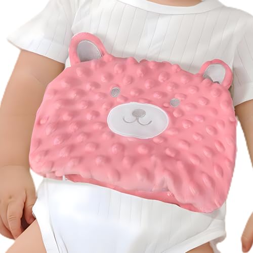 Image of ISANPAN Baby Colic and Gas Relief - Cassia Seed Heated Tummy Wrap,Baby Heating Pad Swaddle Belt Relieves and Soothes Gas,Bloating and Upset Stomach (Pink)