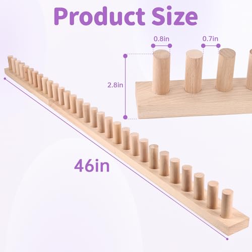 46\" Beechwood Chunky Blanket Loom Kit, Adjustable Hand Knitting Loom for DIY Chunky Yarn Blankets, Large Wooden Loom Knitting Board, No Needles Required Blanket Maker, Beginner Friendly Craft Gift