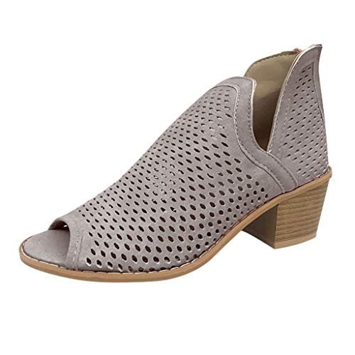 Sandálias femininas Fainosmny salto baixo salto baixo sandálias de cano curto sandálias peep toe sap