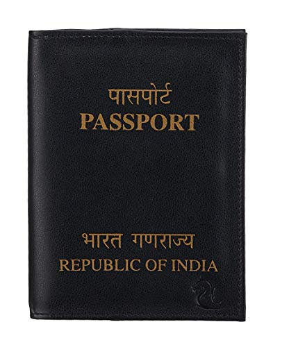 Image of KARA Vegan Leather Passport Cover for Men & Women | Slim Passport Holder for Travel | Passport Pouch | Passport Bag | Travel Passport Wallet | Indian Passport Cover | Passport Cases | Black
