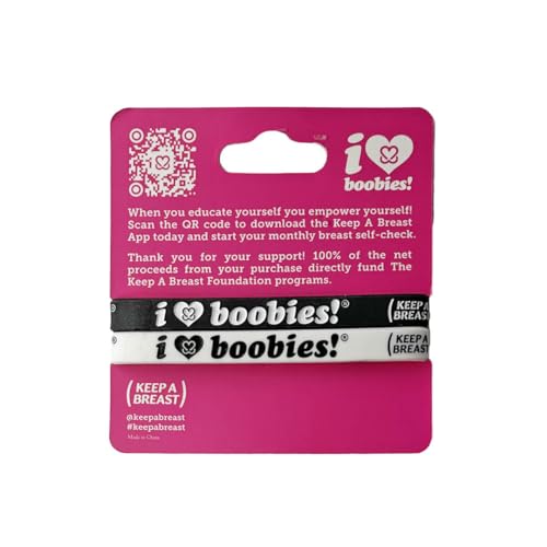 Keep A Breast I Love Boobies! Mini Bracelets DEUX Black & White 2-Pack3